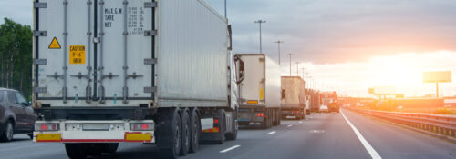 Lorry trucks cars in traffic jam