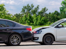 Road traffic accident. Two passenger cars collided on the road. Minor damage without injured people.